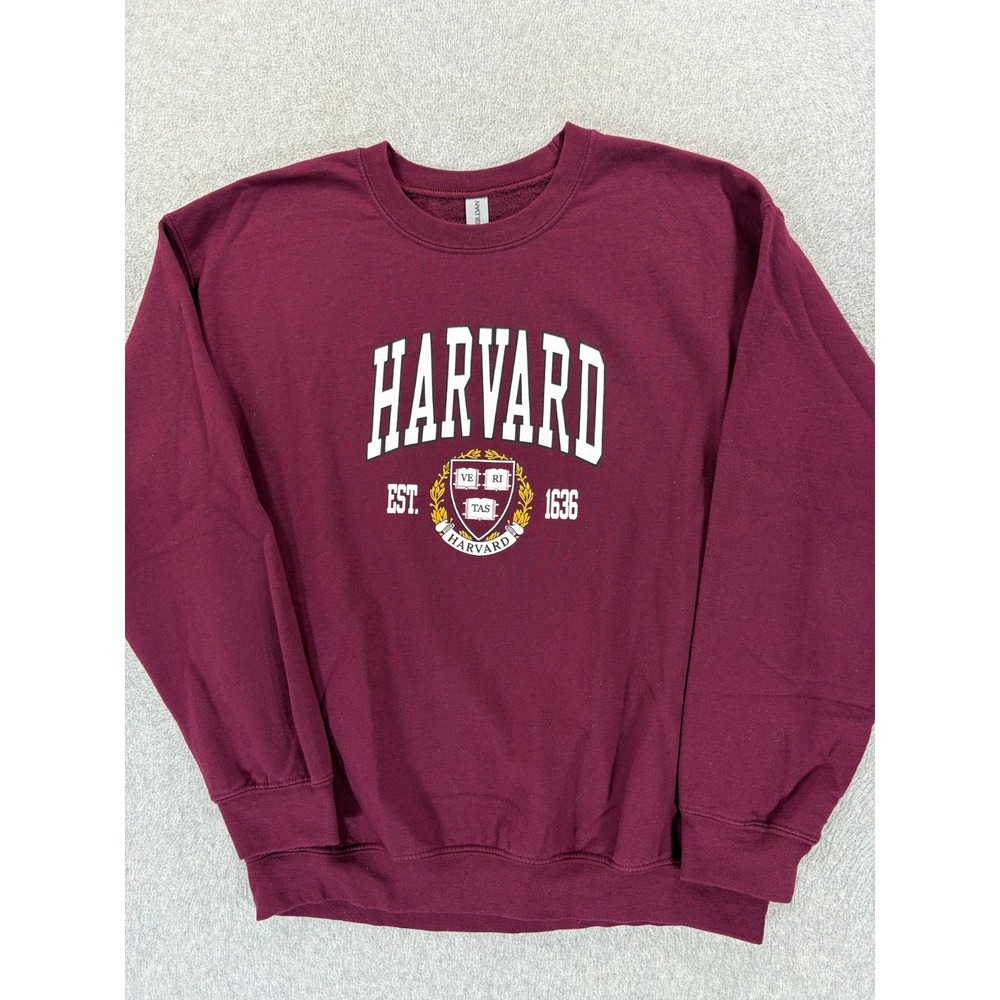 Harvard Crimson Screened Logo Campus Crew Sweatshirt (Men's Large)